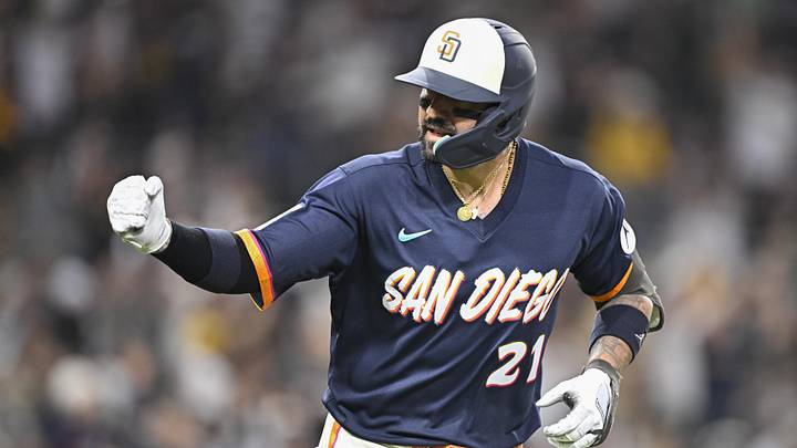 May 22, 2026; San Diego, California, USA; San Diego Padres right fielder Nick Castellanos pumps his fist after hitting a solo home run during the fifth inning against the Athletics at Petco Park. Mandatory Credit: Denis Poroy-Imagn Images May 22, 2026; San Diego, California, USA; San Diego Padres right fielder Nick Castellanos pumps his fist after hitting a solo home run during the fifth inning against the Athletics at Petco Park. Mandatory Credit: Denis Poroy-Imagn Images