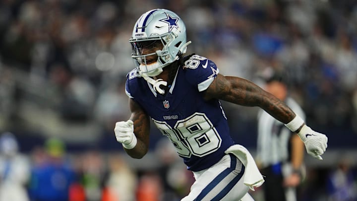 Dallas Cowboys wide receiver CeeDee Lamb runs a route against the Detroit Lions