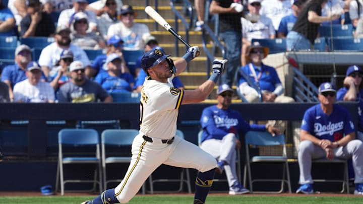 Brandon Lockridge (20) hits against the Los Angeles Dodgers in the second inning at American Family Fields of Phoenix. 