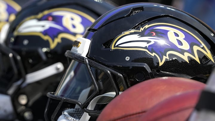Aug 24, 2024; Green Bay, Wisconsin, USA; General view of a Baltimore Ravens helmet prior to the game against the Green Bay Packers at Lambeau Field. Mandatory Credit: Jeff Hanisch-Imagn Images Aug 24, 2024; Green Bay, Wisconsin, USA; General view of a Baltimore Ravens helmet prior to the game against the Green Bay Packers at Lambeau Field. Mandatory Credit: Jeff Hanisch-Imagn Images