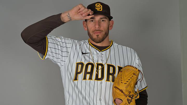 Feb 18, 2026; Peoria, AZ, USA; San Diego Padres starting pitcher Joe Musgrove (44) during spring training photo day. Mandatory Credit: Jayne Kamin-Oncea-Imagn Images