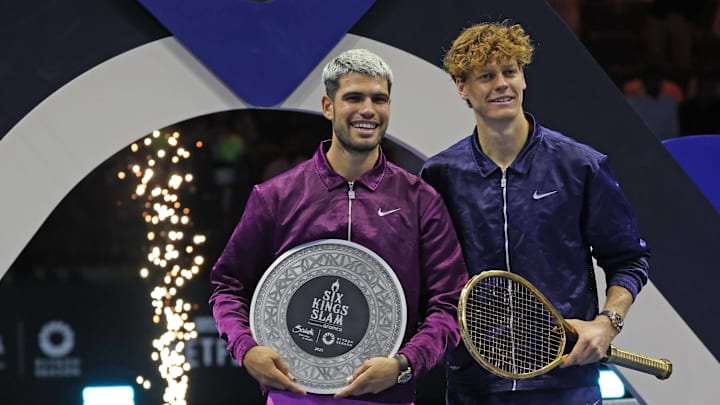 Jannik Sinner defended his Six Kings Slam title against Carlos Alcaraz.