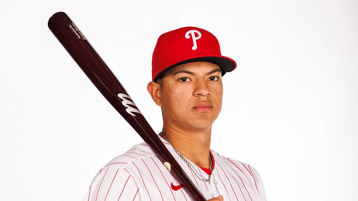 Feb 19, 2026; Clearwater, FL, USA; Philadelphia Phillies Bryan Rincon (87) poses for media day. Mandatory Credit: Morgan Tencza-Imagn Images