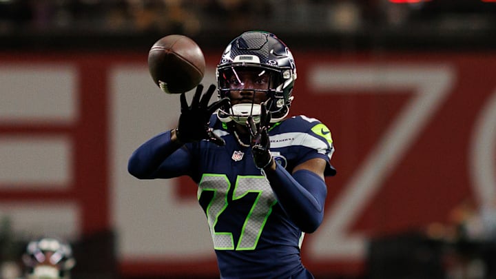 Riq Woolen of the Seattle Seahawks