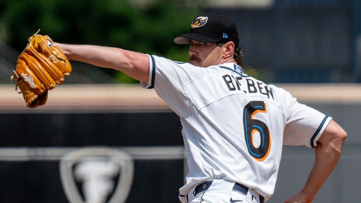 Guardians starting pitcher Shane Bieber makes a rehab start for the Akron RubberDucks on July 29, 2025, at Canal Park.