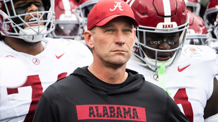 Alabama head coach Kalen Deboer prepares to take the field for the Rose Bowl on Jan. 1, 2026.