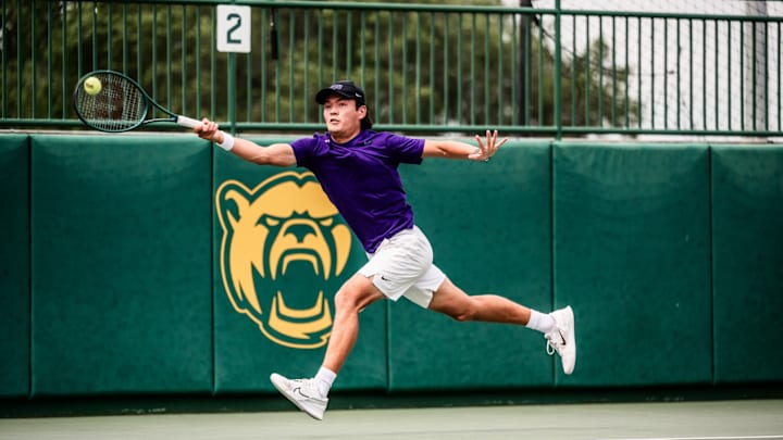 TCU's Lui Maxted won his singles match in the Big 12 semifinals against UCF. However, the Horned Frogs lost the dual 4-3.