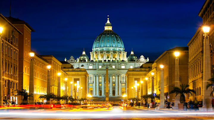 St. Peter’s at night.