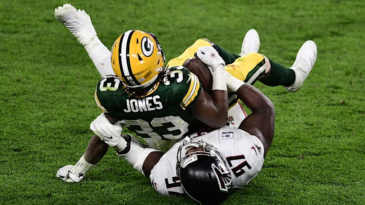 Aaron Jones has a hamstring injury, but if he plays he's a must stop player for the Packers.