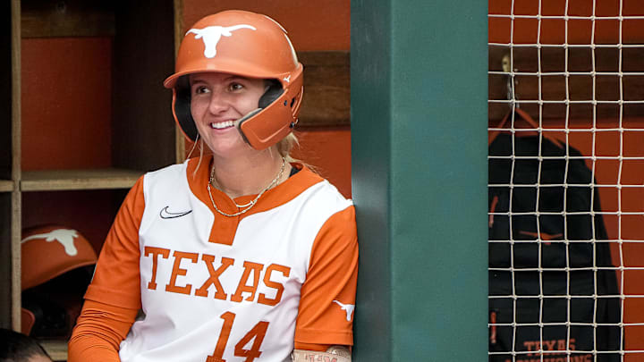 Texas Longhorns catcher Reese Atwood (14) watches teammates bat during the game against Kentucky at Red & Charline McCombs Field on Thursday, May 1, 2025, in Austin.