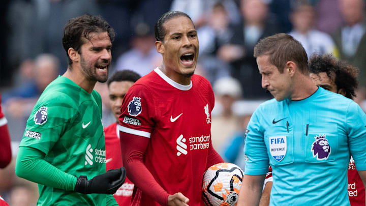 Virgil van Dijk was dismissed for a foul on Alexander Isak