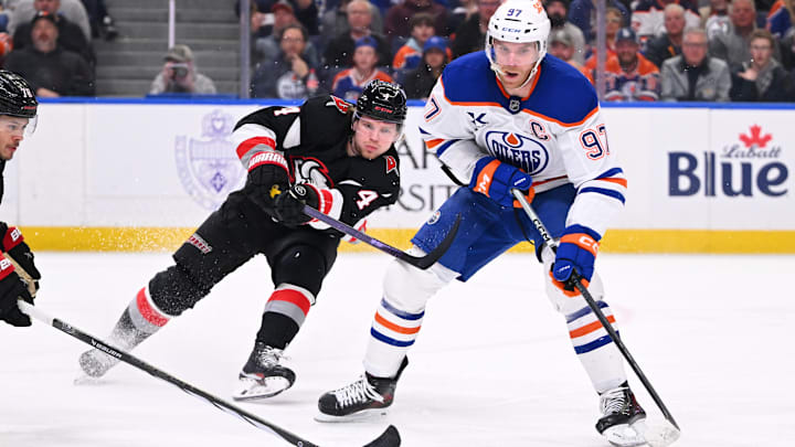 Edmonton Oilers superstar Connor McDavid and Buffalo Sabres defenseman Bowen Byram