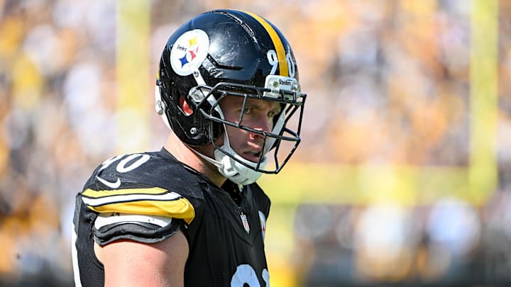 Sep 14, 2025; Pittsburgh, Pennsylvania, USA; Pittsburgh Steelers linebacker T.J. Watt (90) reacts against the Seattle Seahawks at Acrisure Stadium. Mandatory Credit: Barry Reeger-Imagn Images Sep 14, 2025; Pittsburgh, Pennsylvania, USA; Pittsburgh Steelers linebacker T.J. Watt (90) reacts against the Seattle Seahawks at Acrisure Stadium. Mandatory Credit: Barry Reeger-Imagn Images
