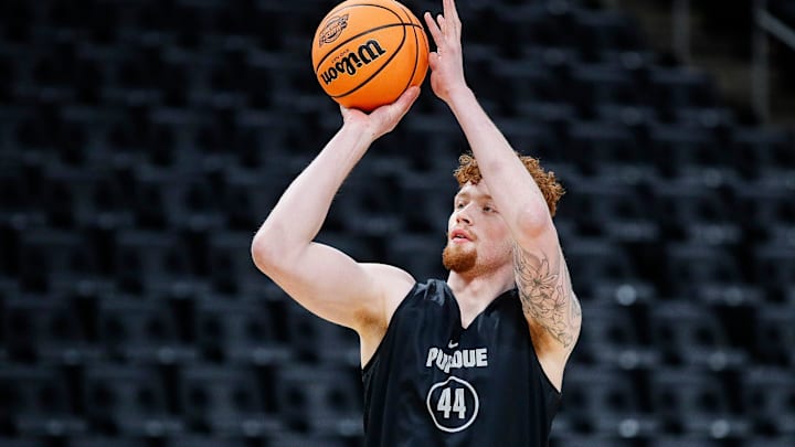 Purdue center Will Berg (44) during open practice before the Midwest Regional Sweet 16 round Purdue center Will Berg (44) during open practice before the Midwest Regional Sweet 16 round