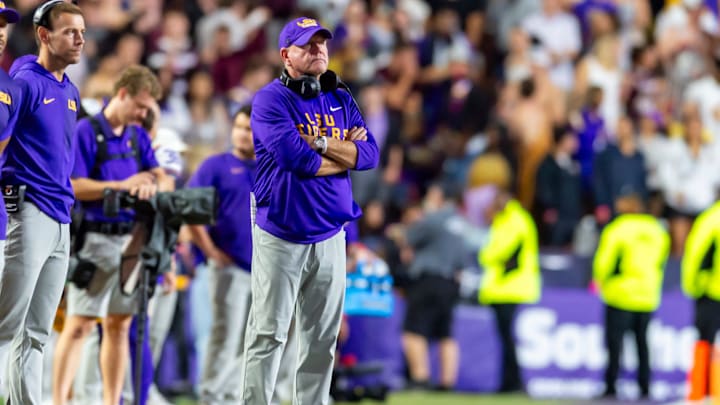 Tigers Head Coach Brian Kelly, LSU Tigers take on the Texas A&M Aggies. October 25, 2025; Baton Rouge, Louisiana, USA; at Tiger Stadium. Saturday, Oct. 25, 2025.