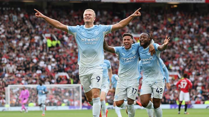 Erling Haaland celebrates his derby winner Erling Haaland celebrates his derby winner