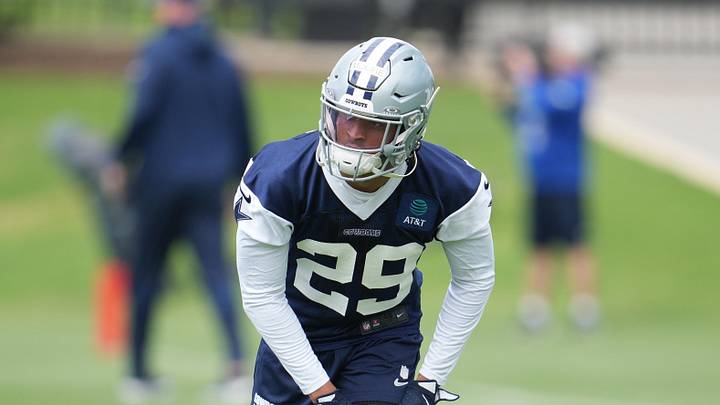 Dallas Cowboys cornerback Devin Moore goes through a drill during practice at the Ford Center at the Star Training Facility. Dallas Cowboys cornerback Devin Moore goes through a drill during practice at the Ford Center at the Star Training Facility.