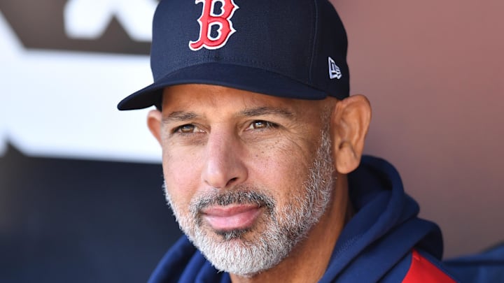 Apr 12, 2025; Chicago, Illinois, USA; Boston Red Sox manager Alex Cora is seen prior to a game against the Chicago White Sox at Rate Field. Mandatory Credit: Patrick Gorski-Imagn Images Apr 12, 2025; Chicago, Illinois, USA; Boston Red Sox manager Alex Cora is seen prior to a game against the Chicago White Sox at Rate Field. Mandatory Credit: Patrick Gorski-Imagn Images