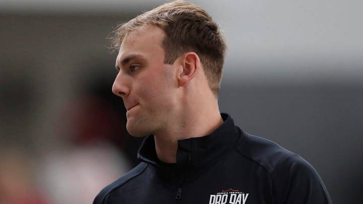 Georgia tight end Brock Bowers looks on during Georgia football's Pro Day in Athens, Ga., on