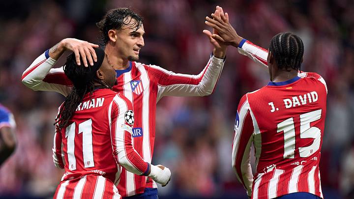 Marc Pubill, Jonathan David, Ademola Lookman, Atletico de Madrid Marc Pubill, Jonathan David, Ademola Lookman, Atletico de Madrid
