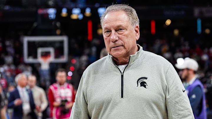 Michigan State head coach Tom Izzo walks off the court after 77-74 loss to Wisconsin at the Big Ten Tournament semifinal at Gainbridge Fieldhouse in Indianapolis, Ind. on Saturday, March 15, 2025.
