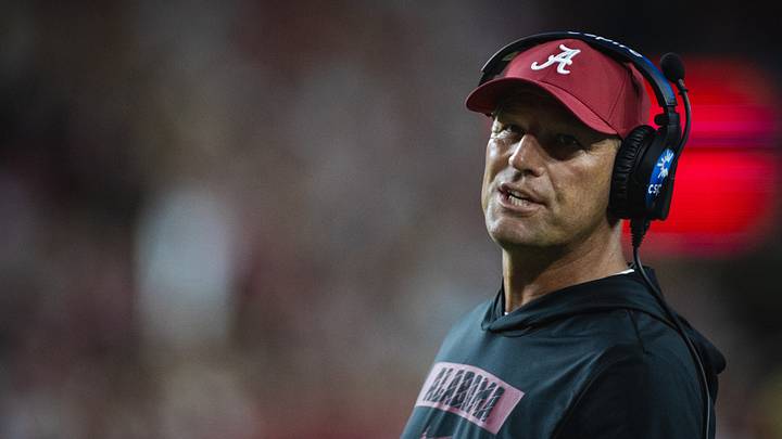 Sep 28, 2024; Tuscaloosa, Alabama, USA; Alabama Crimson Tide head coach Kalen DeBoer on the sideline during the third quarter against the Georgia Bulldogs at Bryant-Denny Stadium. Mandatory Credit: Will McLelland-Imagn Images Sep 28, 2024; Tuscaloosa, Alabama, USA; Alabama Crimson Tide head coach Kalen DeBoer on the sideline during the third quarter against the Georgia Bulldogs at Bryant-Denny Stadium. Mandatory Credit: Will McLelland-Imagn Images