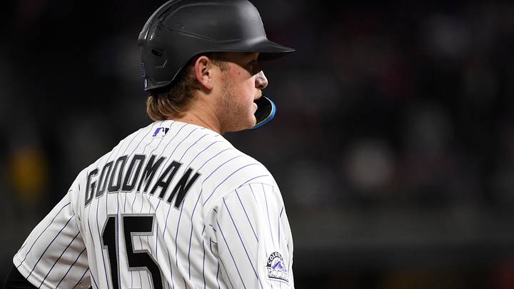  Rockies catcher Hunter Goodman (15) at third base in the seventh inning against the Mariners. Credit: Christopher Hanewinckel-Imagn 