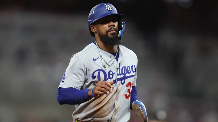 Oct 7, 2026; Cumberland, Georgia, USA; Los Angeles Dodgers outfielder Teoscar Hernandez (37) walks to third base against the Atlanta Braves during the seventh inning in game four of the NLDS for the 2026 MLB Playoffs at Truist Park. Mandatory Credit: Brett Davis-Imagn Images Oct 7, 2026; Cumberland, Georgia, USA; Los Angeles Dodgers outfielder Teoscar Hernandez (37) walks to third base against the Atlanta Braves during the seventh inning in game four of the NLDS for the 2026 MLB Playoffs at Truist Park. Mandatory Credit: Brett Davis-Imagn Images