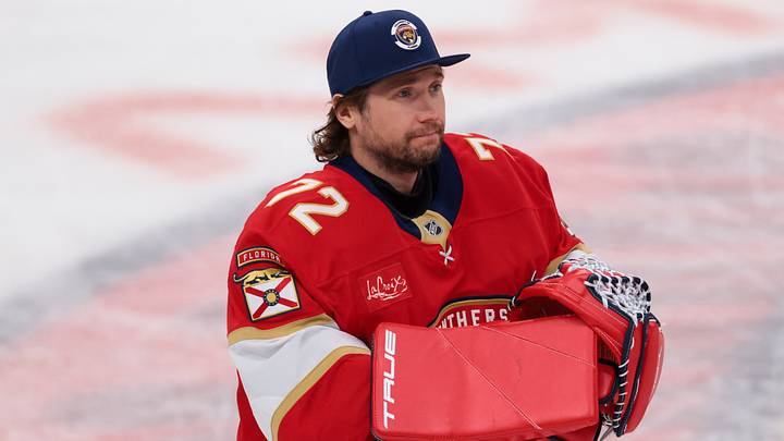 Apr 15, 2026; Sunrise, Florida, USA; Florida Panthers goaltender Sergei Bobrovsky (72) acknowledges the fans after the game against the Detroit Red Wings at Amerant Bank Arena. Mandatory Credit: Sam Navarro-Imagn Images
