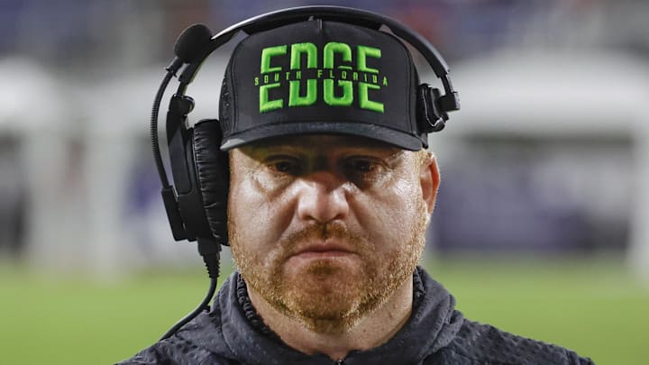 South Florida Bulls coach Alex Golesh on the sidelines during the second half against the Florida Atlantic Owls at FAU Stadium. 