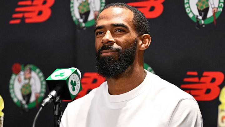 September 15, 2026; Boston, Massachusetts, USA; Boston Celtics guard Mike Conley (45) speaks during a press conference at The Auerbach Center at Boston Landing. Mandatory Credit: Eric Canha-Imagn Images September 15, 2026; Boston, Massachusetts, USA; Boston Celtics guard Mike Conley (45) speaks during a press conference at The Auerbach Center at Boston Landing. Mandatory Credit: Eric Canha-Imagn Images