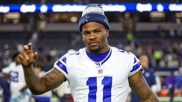 Aug 16, 2025; Arlington, Texas, USA;  Dallas Cowboys defensive end Micah Parsons (11) reacts after the game against the Baltimore Ravens at AT&T Stadium. Mandatory Credit: Kevin Jairaj-Imagn Images