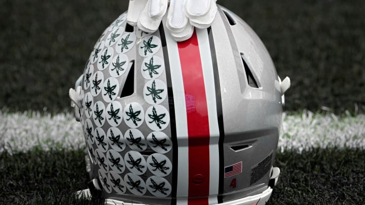 Oct. 14, 2023; Lafayette, In., USA;
Gloves lie on top of the helmet of Ohio State Buckeyes wide receiver Julian Fleming (4) before Saturday's NCAA Division I football game against the Purdue Boilermakers at Ross-Ade Stadium in Lafayette. Oct. 14, 2023; Lafayette, In., USA;
Gloves lie on top of the helmet of Ohio State Buckeyes wide receiver Julian Fleming (4) before Saturday's NCAA Division I football game against the Purdue Boilermakers at Ross-Ade Stadium in Lafayette.