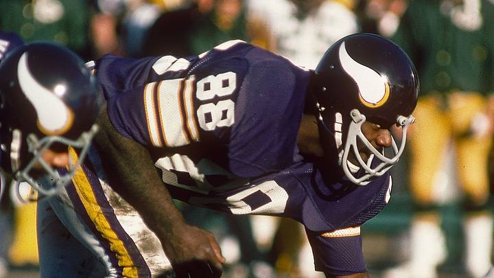 Nov 17, 1974; Minneapolis, MN, USA; FILE PHOTO; Minnesota Vikings defensive tackle Alan Page (88) in action against the Green Bay Packers at Metropolitan Stadium. Mandatory Credit: Malcolm Emmons-USA TODAY NETWORK Nov 17, 1974; Minneapolis, MN, USA; FILE PHOTO; Minnesota Vikings defensive tackle Alan Page (88) in action against the Green Bay Packers at Metropolitan Stadium. Mandatory Credit: Malcolm Emmons-USA TODAY NETWORK
