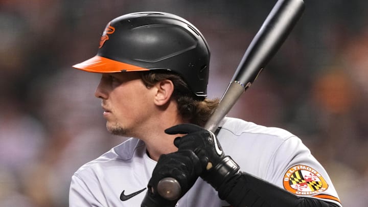 Sep 1, 2023; Phoenix, Arizona, USA; Baltimore Orioles catcher Adley Rutschman (35) bats against the