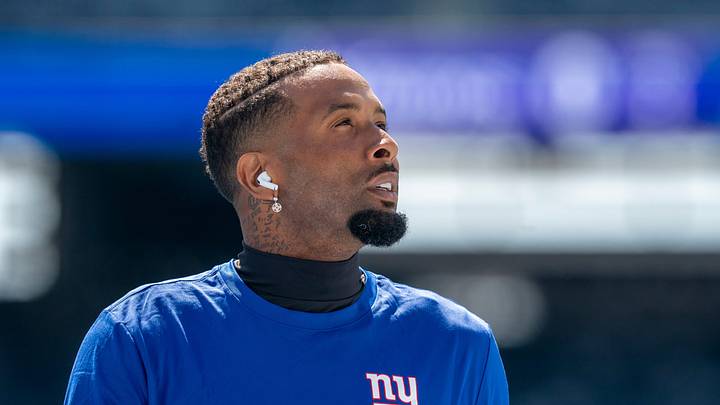 New York Giants wide receiver Odell Beckham Jr. warms up before a preseason opening game