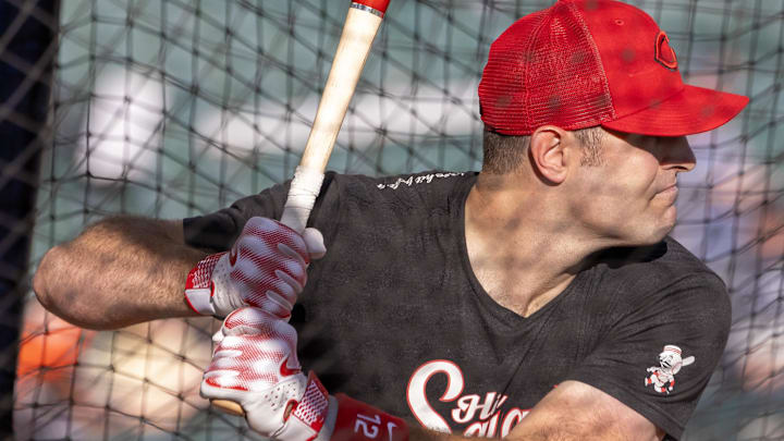 Sep 12, 2023; Detroit, Michigan, USA; Cincinnati Reds catcher Curt Casali (12) takes his turn in the