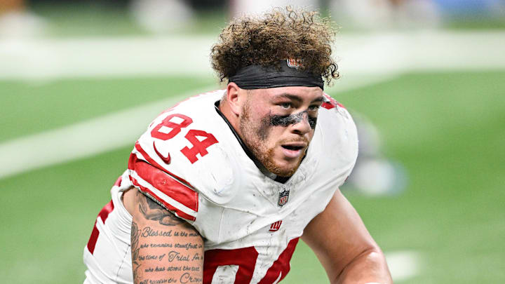 New York Giants tight end Theo Johnson was added to the injury report late in the week, listed with an illness. He will now be inactive for Week 17.