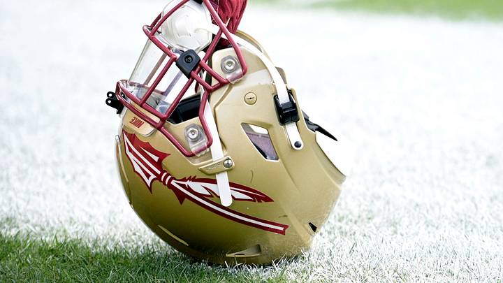 Apr 20, 2024; Tallahassee, Florida, USA; Florida State Seminoles helmet during the Spring Showcase at Doak S. Campbell Stadium. Mandatory Credit: Melina Myers-USA TODAY Sports Apr 20, 2024; Tallahassee, Florida, USA; Florida State Seminoles helmet during the Spring Showcase at Doak S. Campbell Stadium. Mandatory Credit: Melina Myers-USA TODAY Sports