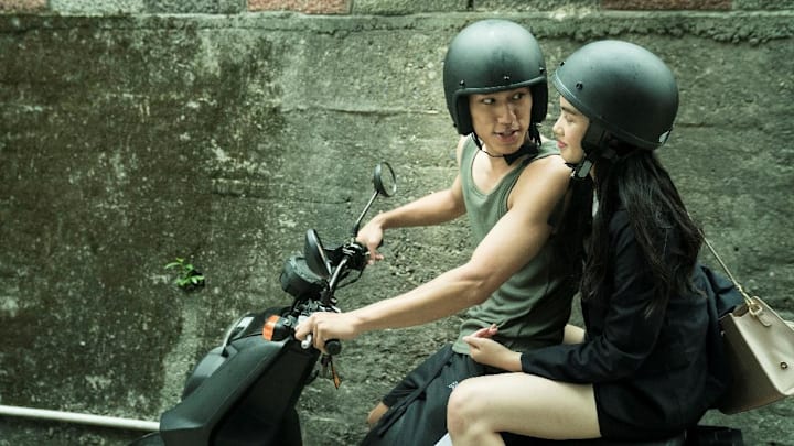 Berant Zhu as Jim and Regina Lei as Kat in The Sadness