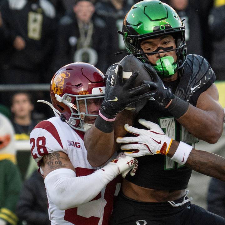 Oregon Ducks Kenyon Sadiq USC Trojans Kennedy Urlacher Christian Pierce Lincoln Riley Gary Patterson