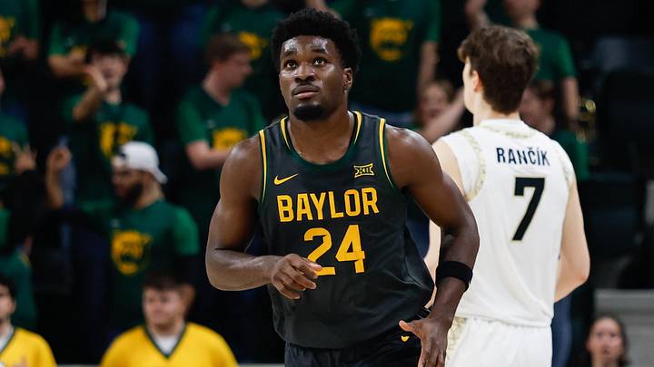 Baylor Bears guard Tounde Yessoufou (24) reacts after scoring a three-point basket against the Colorado Buffaloes during the first half at Paul and Alejandra Foster Pavilion. Baylor Bears guard Tounde Yessoufou (24) reacts after scoring a three-point basket against the Colorado Buffaloes during the first half at Paul and Alejandra Foster Pavilion.