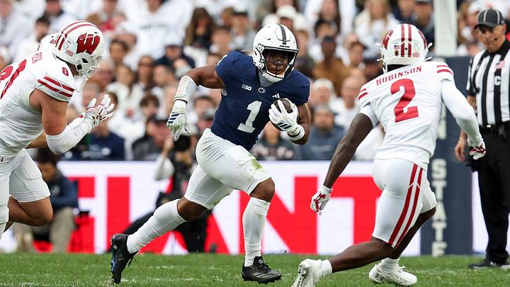 Penn State Nittany Lions running back James Peoples runs with the ball against the Wisconsin Badgers at Beaver Stadium. Penn State Nittany Lions running back James Peoples runs with the ball against the Wisconsin Badgers at Beaver Stadium.