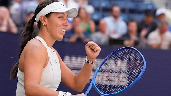 Jessica Pegula (USA) celebrates after beating Barbora Krejcikova (CZE) (not pictured) on day ten of the 2025 U.S. Open tennis tournament at the USTA Billie Jean King National Tennis Center. Jessica Pegula (USA) celebrates after beating Barbora Krejcikova (CZE) (not pictured) on day ten of the 2025 U.S. Open tennis tournament at the USTA Billie Jean King National Tennis Center.