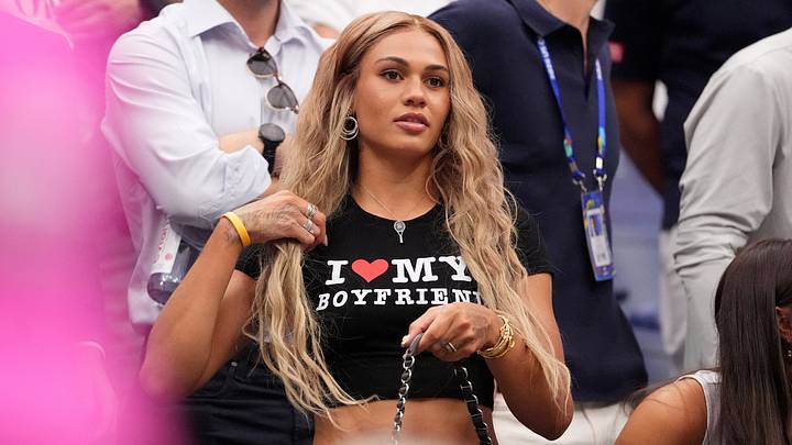 September 2, 2026; New York, United States; Washington Spirit's Trinity Rodman, girlfriend of Ben Shelton, watches his second-round match against Poland's Hubert Hurkacz. 
