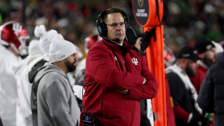 Indiana Hoosiers head coach Curt Cignetti during the first half against the Notre Dame Fighting Irish at Notre Dame Stadium.