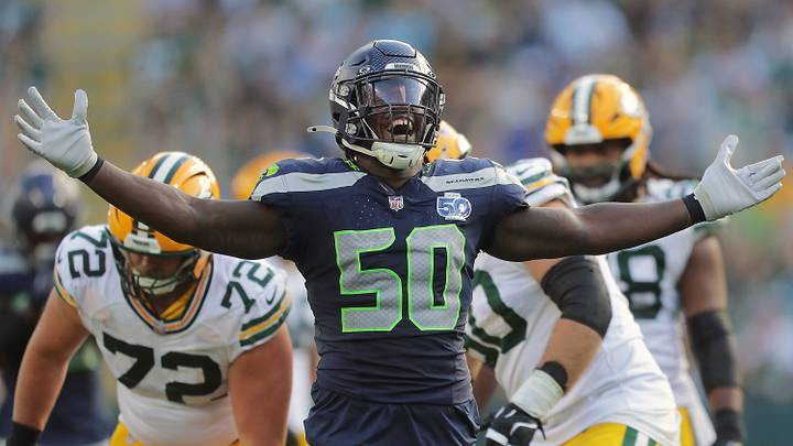 Seattle Seahawks linebacker Jamie Sheriff (50) celebrates a sack against the Green Bay Packers on Saturday, August 23, 2025, at Lambeau Field in Green Bay, Wis. The Packers defeated the Seahawks 20-7.
Wm. Glasheen USA TODAY NETWORK-Wisconsin Seattle Seahawks linebacker Jamie Sheriff (50) celebrates a sack against the Green Bay Packers on Saturday, August 23, 2025, at Lambeau Field in Green Bay, Wis. The Packers defeated the Seahawks 20-7.
Wm. Glasheen USA TODAY NETWORK-Wisconsin