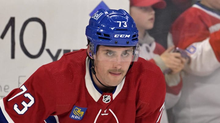 Apr 13, 2023; Montreal, Quebec, CAN; Montreal Canadiens forward Lucas Condotta