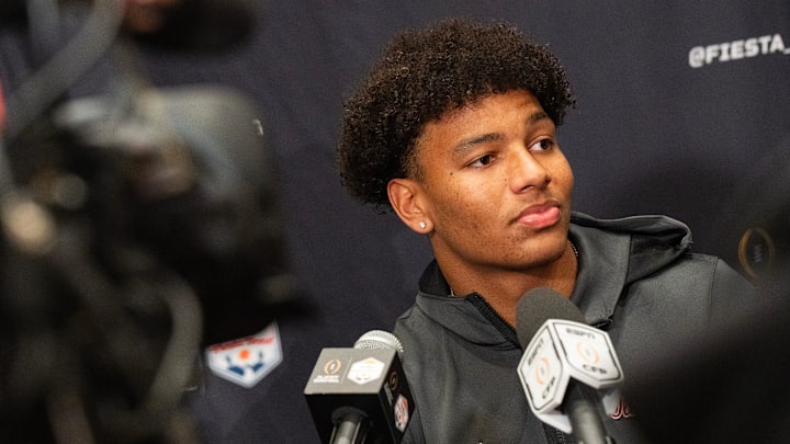 Ole Miss quarterback Trinidad Chambliss listens to questions during the CFP and Fiesta Bowl Media Day at the JW Marriott Scottsdale Camelback Inn Resort & Spa, in Scottsdale, Ariz., on Tuesday, Jan. 6, 2026.
