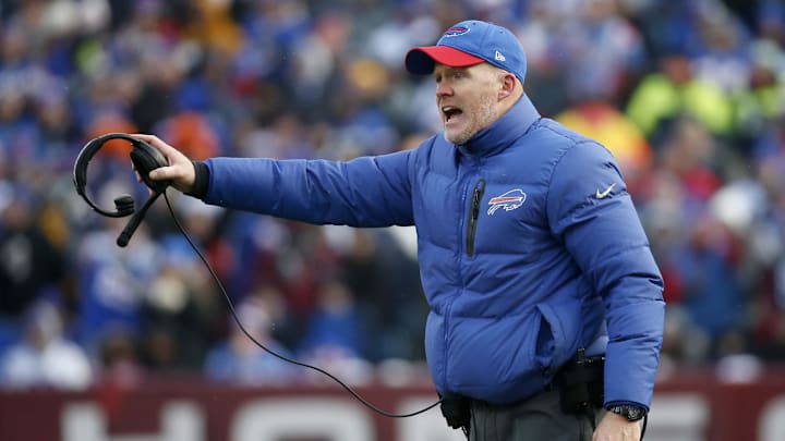 Dec 30, 2018; Orchard Park, NY, USA; Buffalo Bills head coach Sean McDermott yells to the officials during the second half against the Miami Dolphins at New Era Field. Mandatory Credit: Timothy T. Ludwig-Imagn Images Dec 30, 2018; Orchard Park, NY, USA; Buffalo Bills head coach Sean McDermott yells to the officials during the second half against the Miami Dolphins at New Era Field. Mandatory Credit: Timothy T. Ludwig-Imagn Images